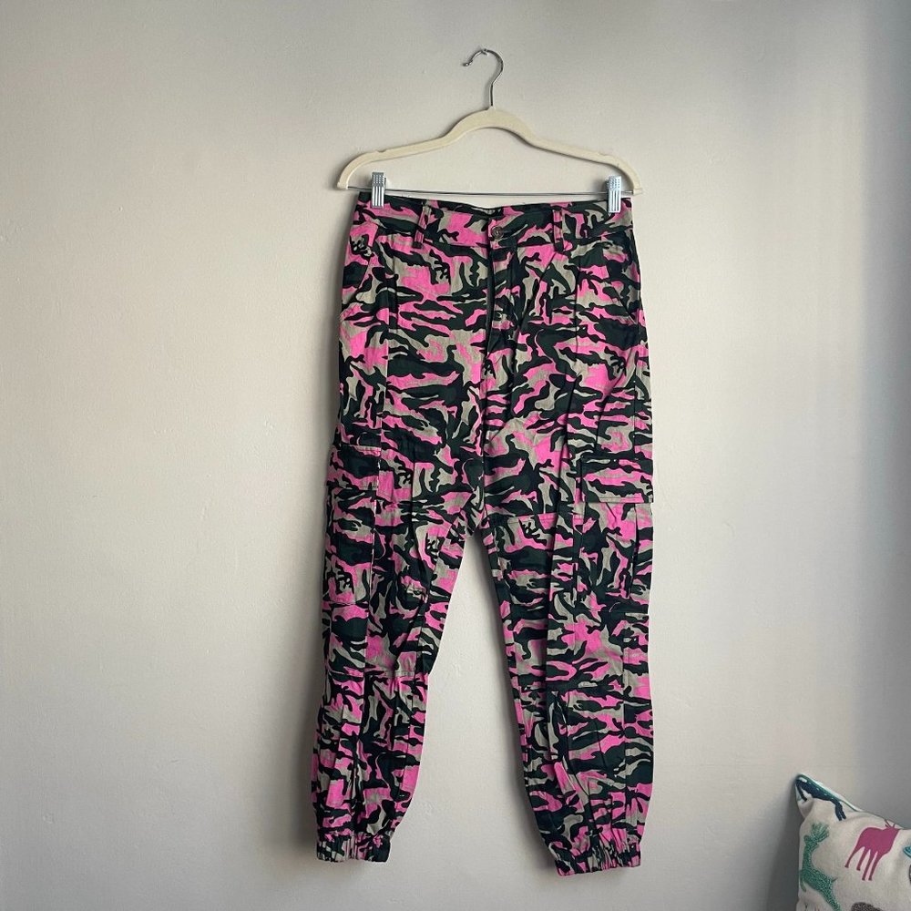 Wild Honey | Pink & Green Camo Cargo Pants